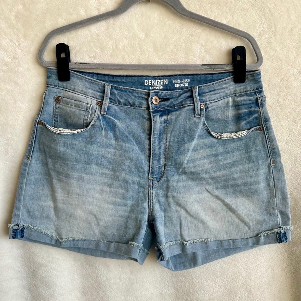 Denizen from Levis Womens 14‎ High Rise Light Wash Blue Cutoff Denim Shorts